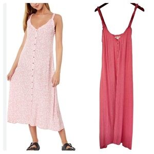 Billabong Sweet Edges midi Dress slip button-front pink women’s small